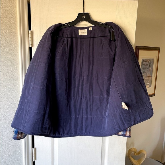 Doen Sedona Quilted Wool Silk Jacket Belleville Plaid Blue Brown Small EUC - Picture 5 of 10